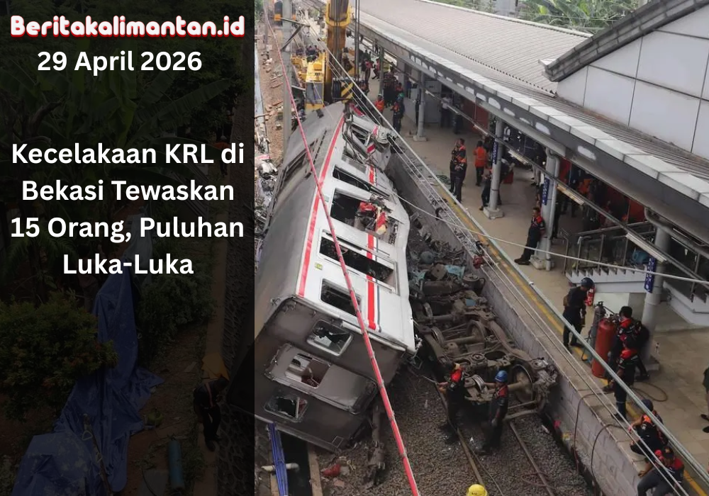Kecelakaan KRL di Bekasi pada 27 April 2026 menewaskan 15 orang dan melukai puluhan lainnya. Investigasi masih berlangsung untuk mengetahui penyebab insiden serta dampaknya terhadap operasional transportasi rel di wilayah Jabodetabek.