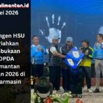 Kontingen HSU meriahkan pembukaan POPDA Kalimantan Selatan 2026 di Banjarmasin dengan semangat sportivitas atlet pelajar daerah.