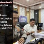 Polresta Pontianak ungkap 46 kasus narkotika Januari–Mei 2026, amankan 67 tersangka serta barang bukti sabu, ganja, dan ekstasi.