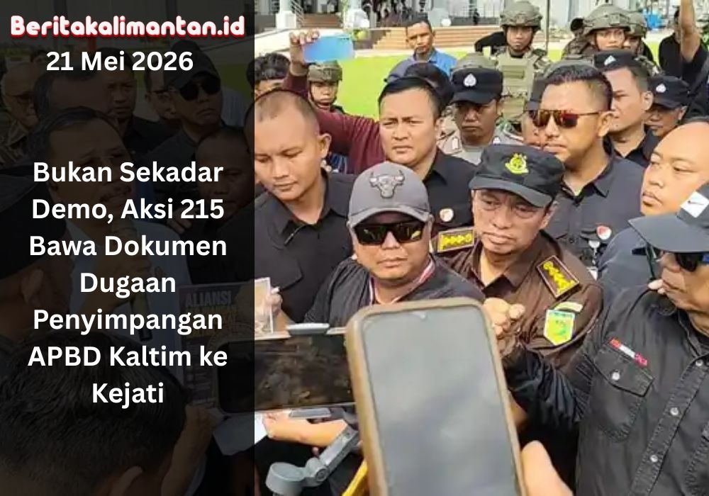Aksi 215 menyerahkan dokumen dugaan penyimpangan APBD Kaltim ke Kejati dan mendesak pemeriksaan anggaran dilakukan secara transparan.