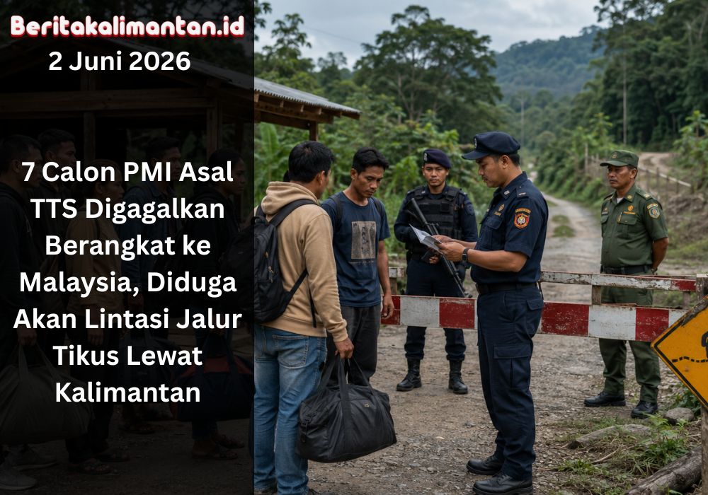 7 calon PMI asal TTS digagalkan berangkat ke Malaysia melalui jalur tikus Kalimantan. Aparat perketat pengawasan perbatasan.