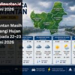 Prediksi cuaca Kalimantan 22–23 Juni 2026 menunjukkan potensi hujan lokal, petir, dan cuaca panas di sejumlah wilayah.