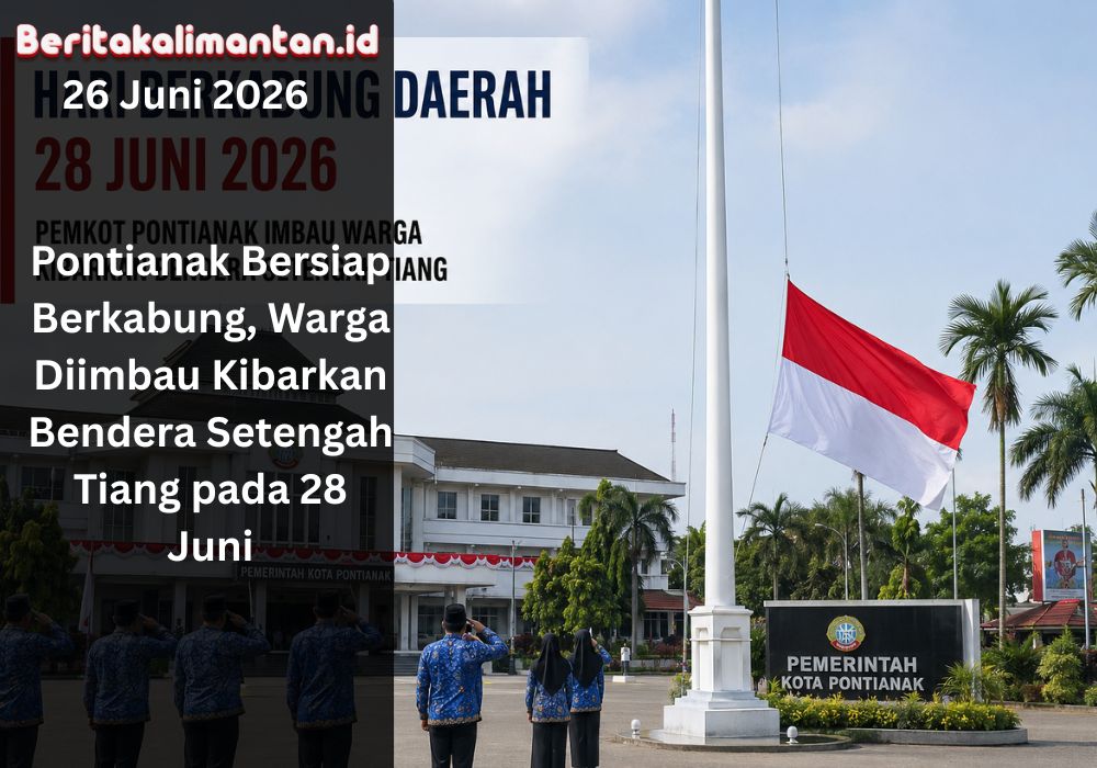 Pemkot Pontianak mengimbau warga mengibarkan Bendera Merah Putih setengah tiang pada 28 Juni 2026 untuk memperingati Hari Berkabung Daerah.