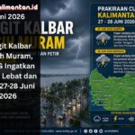 BMKG memprakirakan hujan sedang hingga lebat masih berpotensi mengguyur sejumlah wilayah Kalimantan Barat pada 27-28 Juni 2026. Warga diminta waspada petir, angin kencang, dan genangan.