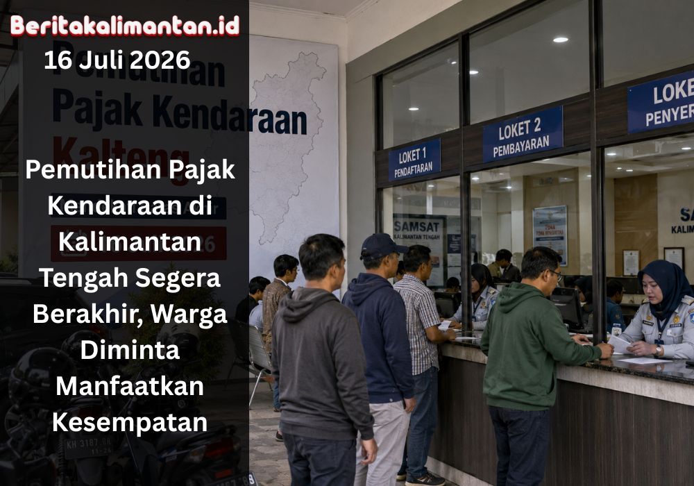 Program pemutihan pajak kendaraan di Kalimantan Tengah berakhir 22 Juli 2026. Warga diminta memanfaatkan pembebasan denda dan diskon PKB.