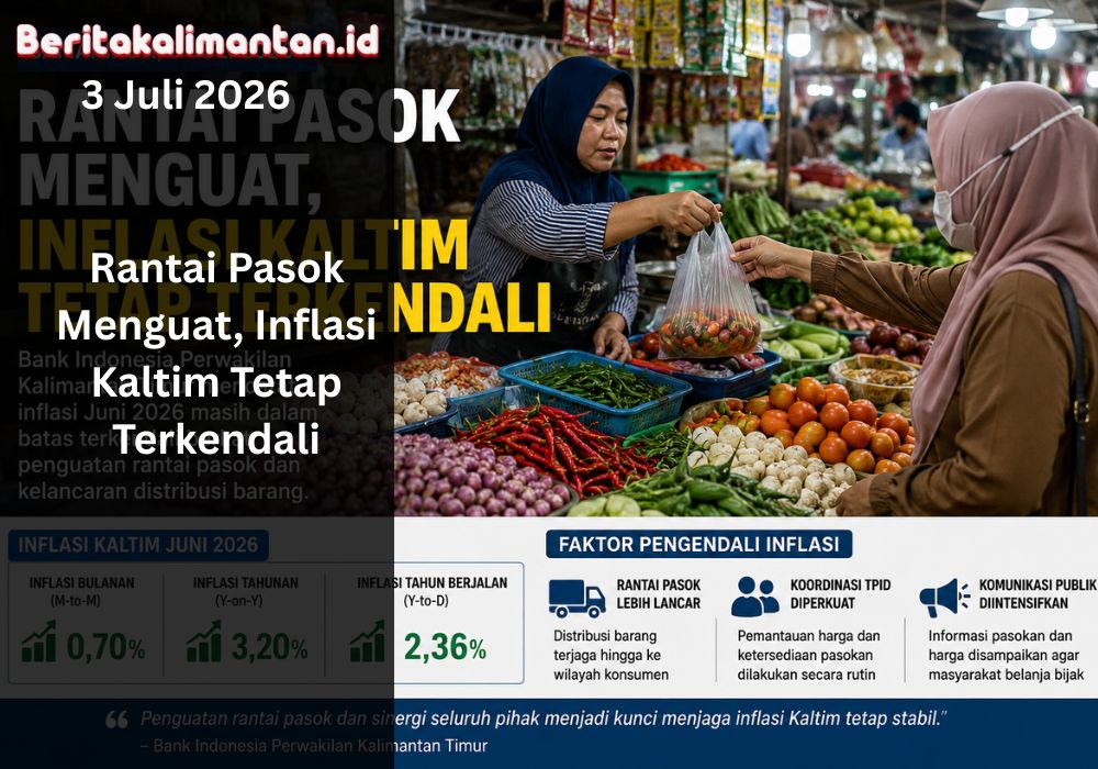 Inflasi Kaltim Juni 2026 tetap terkendali berkat penguatan rantai pasok, distribusi barang lancar, dan koordinasi TPID yang terus diperkuat.