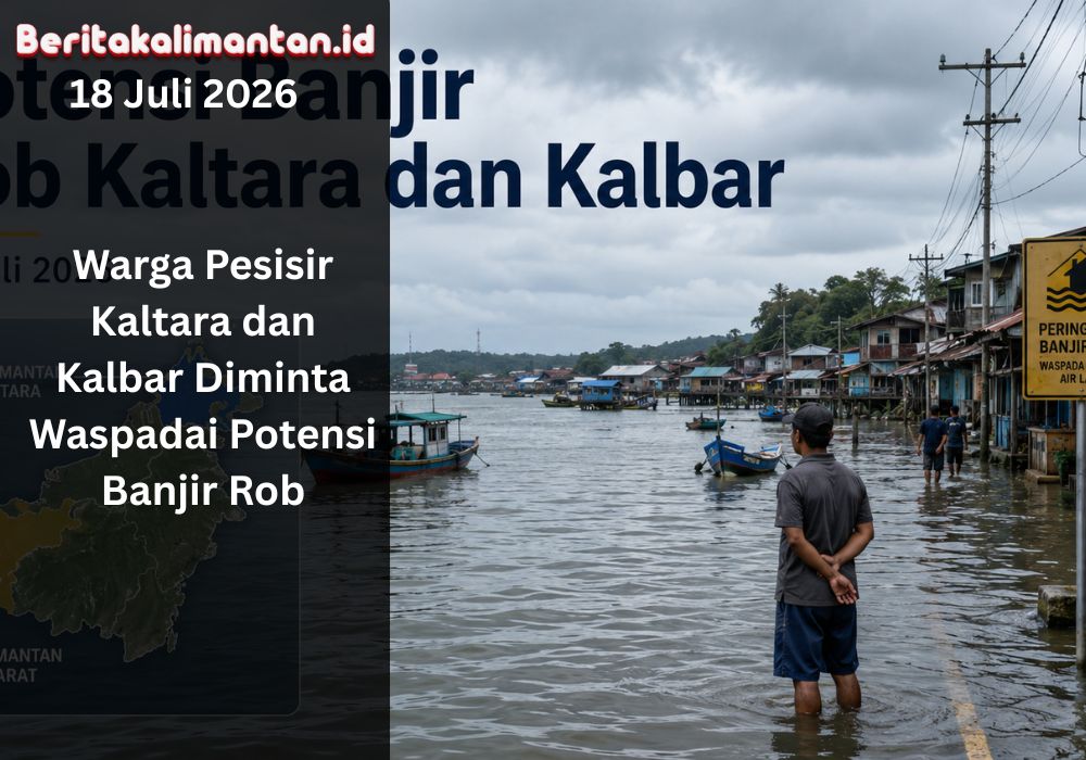 BMKG memperingatkan potensi banjir rob di Perairan Tarakan, Kalimantan Utara, dan sebagian bantaran Sungai Kapuas, Kalimantan Barat, pada 18 Juli 2026.
