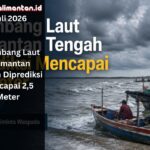 BMKG memperingatkan gelombang laut hingga 2,5 meter di sejumlah perairan Kalimantan Tengah pada 23–26 Juli 2026. Nelayan diminta waspada.