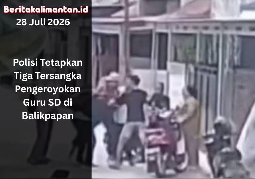 Polisi menetapkan tiga tersangka pengeroyokan guru SD di Balikpapan yang bermula dari teguran terhadap siswa merokok saat mengenakan seragam sekolah.